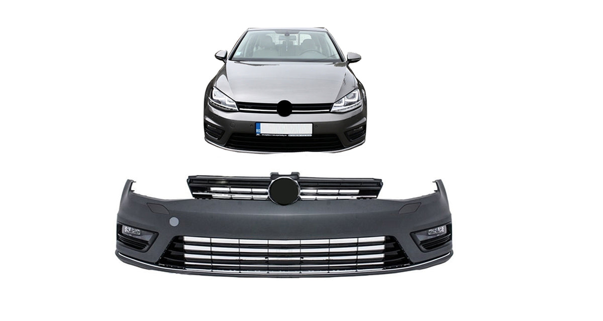 VW Golf 7 Front Bumper R-Line (2013–2017) — With Fog Lamps