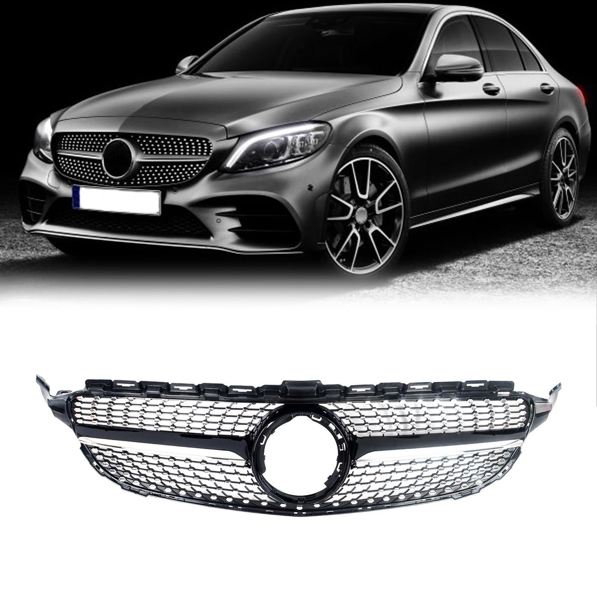 Mercedes-Benz C-Class W205 Facelift Grill Diamond (2019–2022) — V2