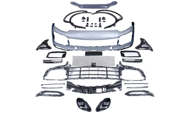 Porsche Cayenne Facelift Conversion Front Body Kit to Cayenne Turbo (2014–2017 → 2018–2022)
